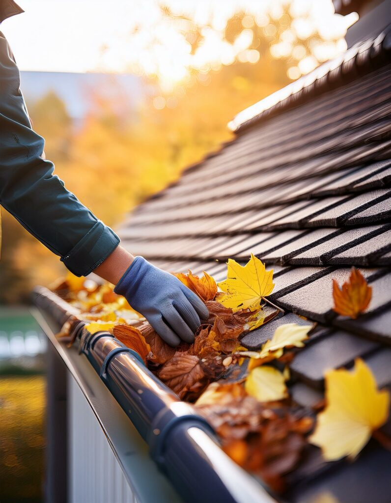 Performing autumn gutter maintenance in Maine